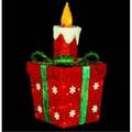 Go-Go 20 in. Lighted Sparkling Red Sisal Present With Candle Christmas Yard Art Decoration GO23544
